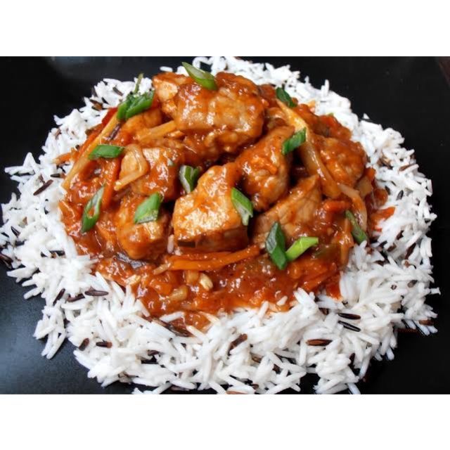 Ostropel de porc cu orez basmati